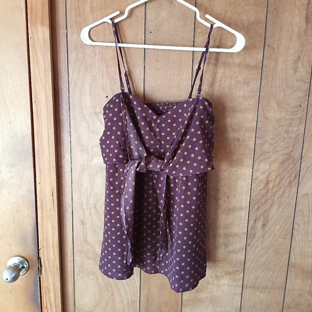 Wishlist Apparel Purple Polka Dot Spaghetti Strap Tank Top Size M